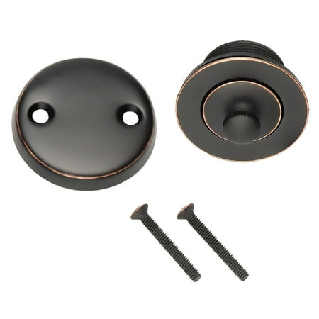 Design House Lift and Turn Bath Drain Plug Kit with 2-Hole Overflow Faceplate, Oil Rubbed Bronze