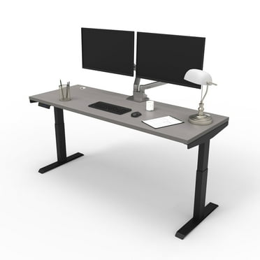 Lift it Electric Height Adjustable Desk, 66"x24" for Office or Home, Dual Motor, 4 Memory/USB Charging LED Control, Black Frame and Grey Twill Top