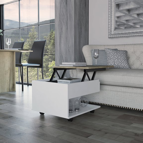 Lift top design with wheels / Adds functionality to living area