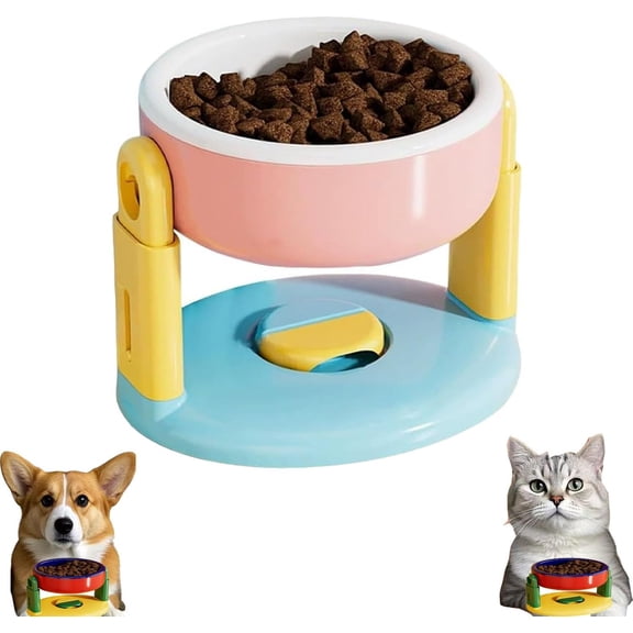 Liftable Suction Cup Pet Bowl - Adjustable Raised Cat & Dog Food Dish, 3-Level Height Settings for Small, Medium & Large Pets, Non-Slip Feeding Station with Easy-Clean Detachable Design (Pink) P