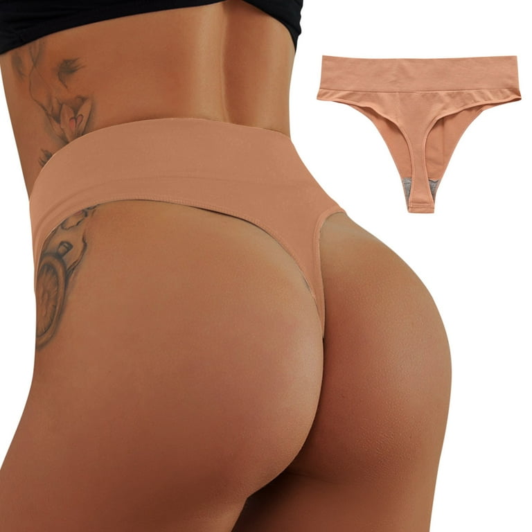 Lifter Panties Women Seamless Thongs For Women Thong Underwear ,Beige,M 3pcs  