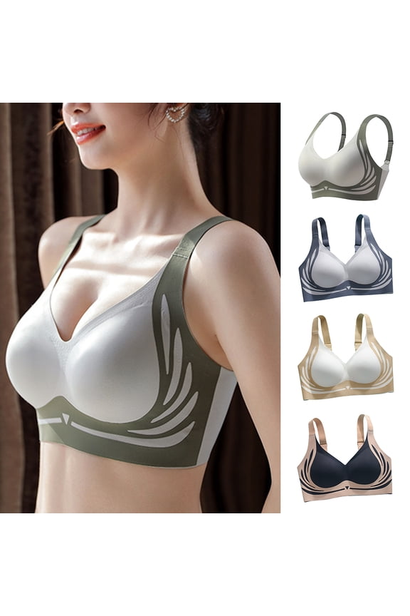 New Lifting Anti-Sagging Wireless Push-Up Bra Machine Washable Comfort Underwear Shockproof Sports Fixed Cup Bra for Running Riding