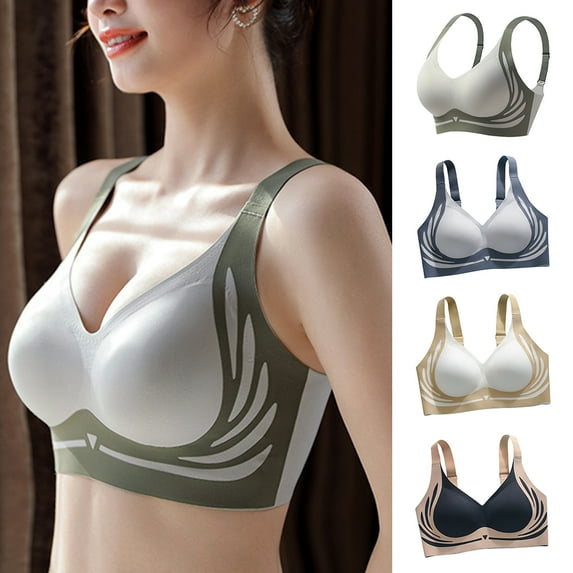 Lifting Anti-Sagging Wireless Push-Up Bra Machine Washable Comfort Underwear Shockproof Sports Fixed Cup Bra for Running Riding