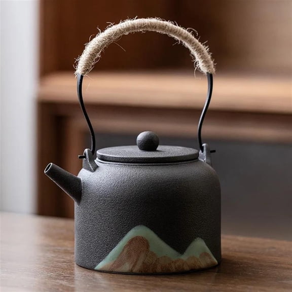 Lifting Beam Pot Black Ceramic Single Pot Household Tea Cooker Mug Teapot Clay Chinese Tea Set And Coffee Gaiwan Kettle