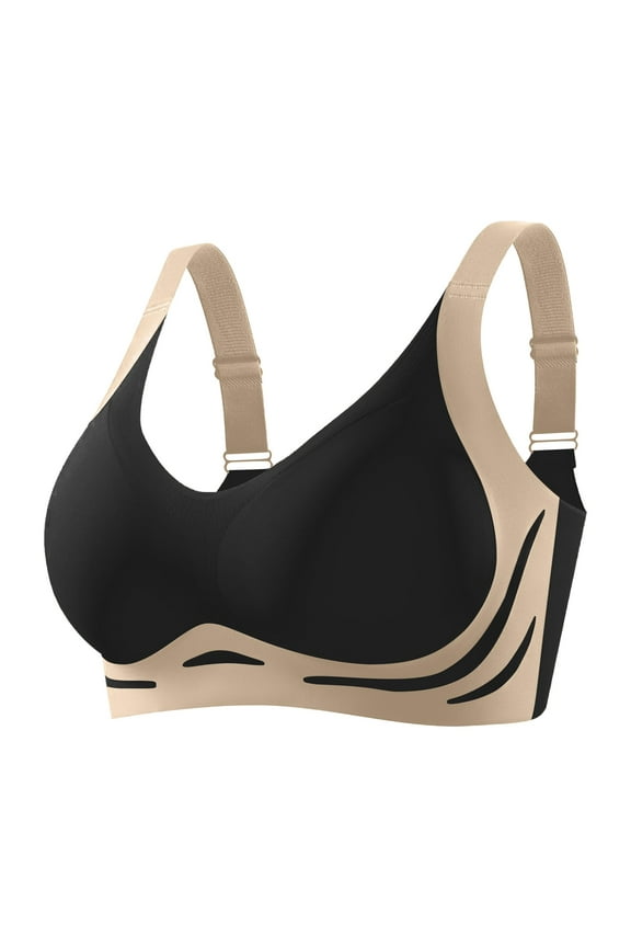 Lifting Bras for Women, Comdrip Bras for Women No Underwire Comfort Super Gather Bra Wireless Bra Lifting Bras for Sagging Breasts Bras for Women No Underwire Black 2XL