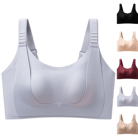 Lifting Bras for Women No Underwire Wireless Push Up Bra | Comfortable Supportive Seamless T-Shirt Bra Breathable Back Smoothing Everyday Bralette (Gray)