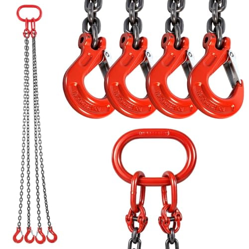 Lifting Chains with Hooks, 5/16 Inch x 5 Foot, 6 Ton, Chain Slings for Engine Hoist 4 Leg Industrial Grab Hook Heavy Duty$$Tools & Hardware Other