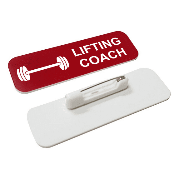 Lifting Coach 1 x 3" Name Tag/Badge, Red, (3 Pack)