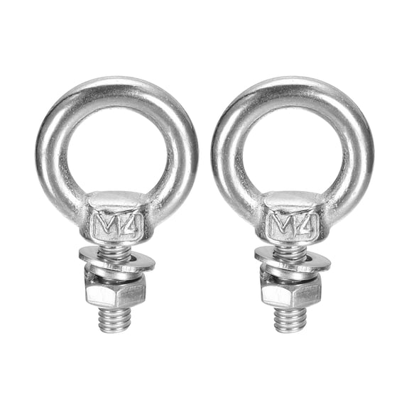 Lifting Eye Bolt 2 Sets M4x11mm Eye Bolt with Nut Washer 304 Stainless Steel Shoulder Lifting Ring Eye Bolt