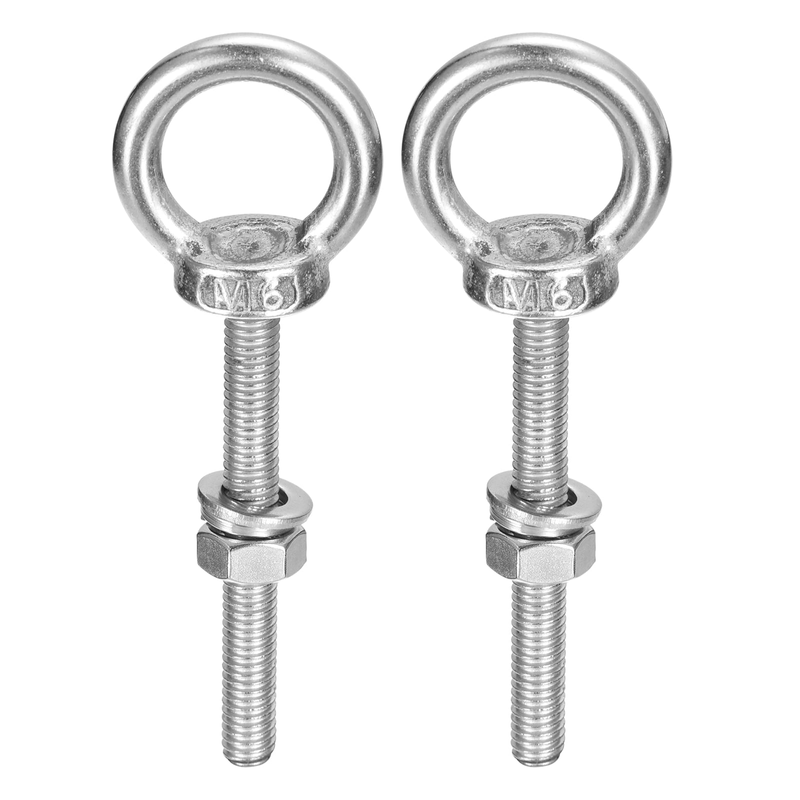 Lifting Eye Bolt 2 Sets M6x50mm Eye Bolt with Nut Washer 304 Stainless