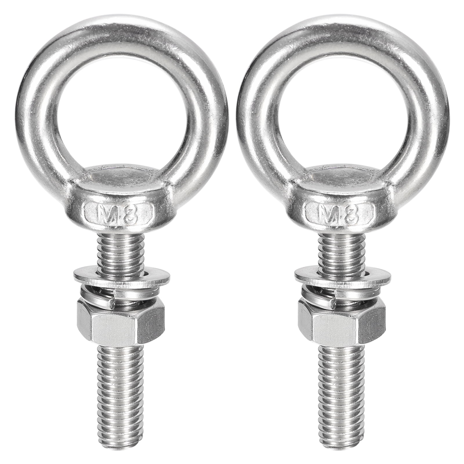 Lifting Eye Bolt 2 Sets M8x40mm Eye Bolt with Nut Washer 304 Stainless