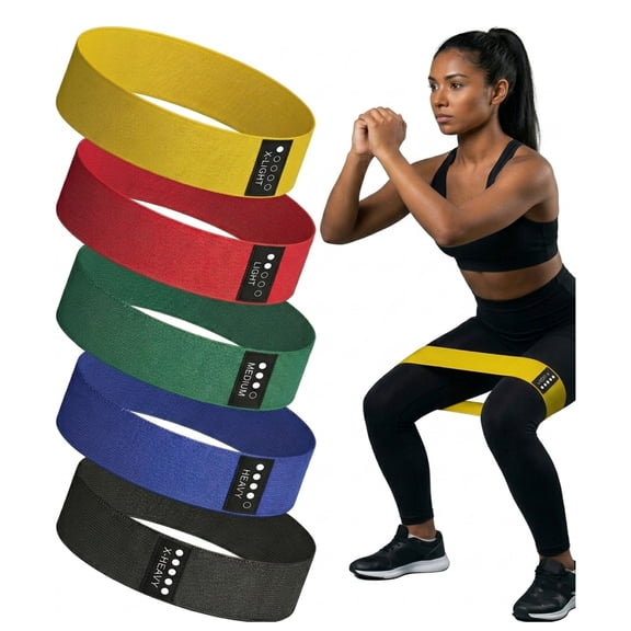 Lifting Fabric Resistance Bands for Working Out - 5 Exercise Bands Set for Legs and Glutes - Booty Bands for Women and Men - Thick Cloth Workout Bands for Physical Therapy, Hip Training