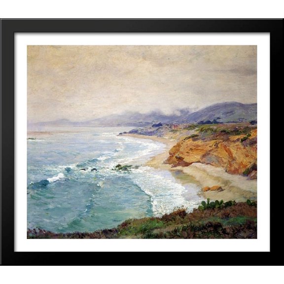 Lifting Fog, Laguna 32x28 Large Black Wood Framed Print Art by Guy Rose