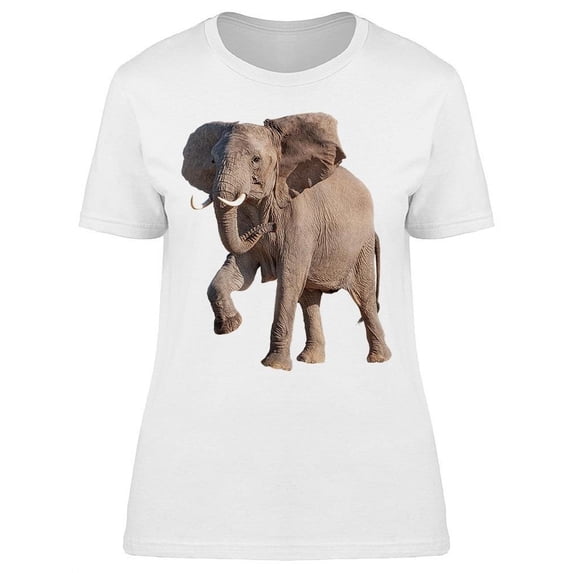 Lifting Front Right Leg Elephant T-Shirt Women -Image by Shutterstock, Female XX-Large