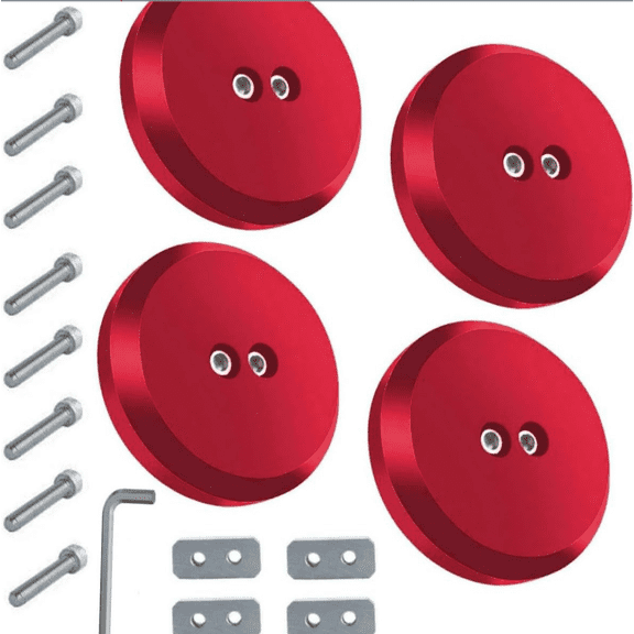 Lifting Jack Pad Adapter, Aluminum Alloy Jack Pucks, Floor Lifting Puck, Welded, 2.91 x 0.55 in, Red, for Car Protection