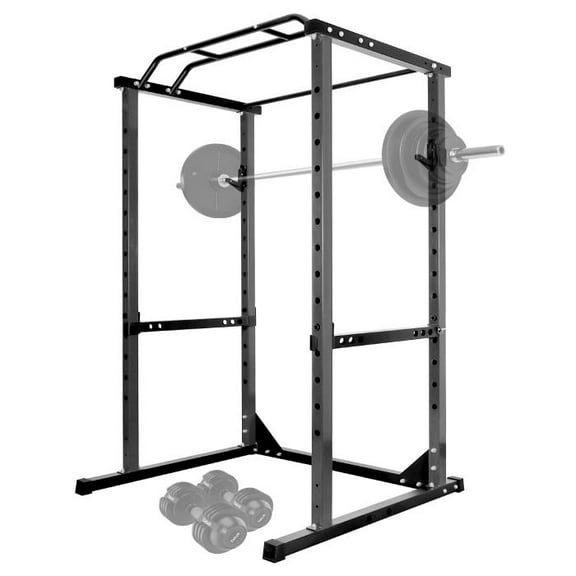 Lifting Power Rack, Full Safety System, Reinforced Structure, Tripod Brackets, 1200LBS Capacity, Power Cage, Home Gym, Apartment Gym, Garage (Black)