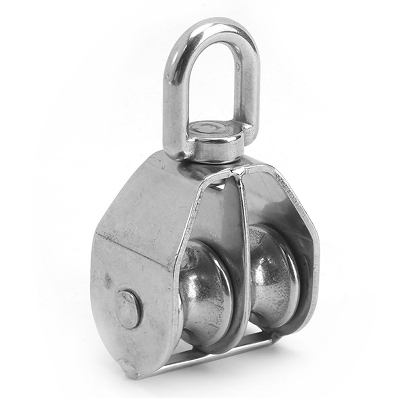 Lifting Rope Block, Double Wheel Pulley Silver For Boats For Ships