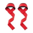 thumbnail image 1 of Lifting Straps (1 Pair) - Padded Wrist Support Wraps - For Powerlifting, Bodybuilding, Gym Workout - red, 1 of 6