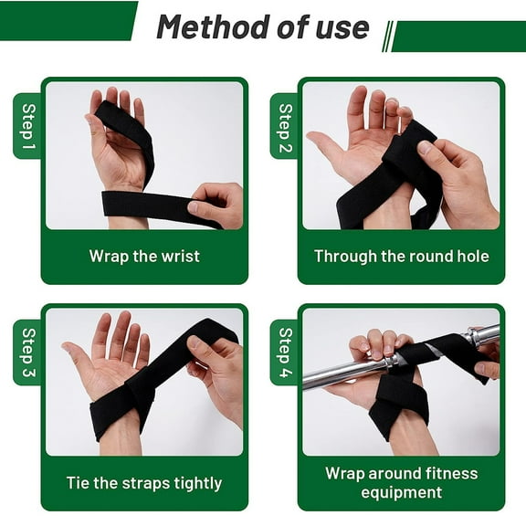 Lifting Straps (1 Pair) - Wrist Support Wraps - For Powerlifting, Bodybuilding, Gym Workout - red