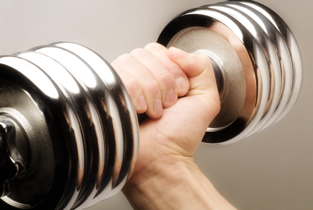 Lifting Weights Canvas Art - Chris and Kate Knorr Design Pics (18 x 12)