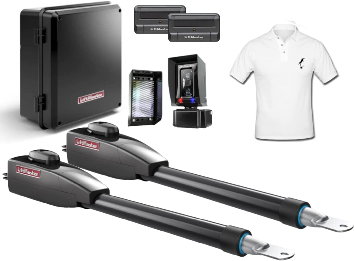 LiftMaster Dual Swing Gate Opener Kit with Remotes and Sensors