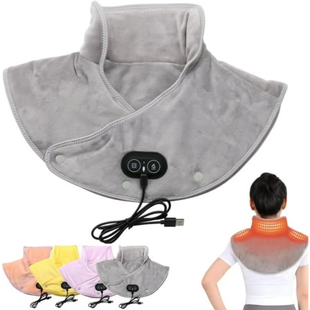 Lifweb Thermaease Pro Heated Neck Wrap, Wearable Shoulder Neck Wrap with 3 Heat & Vibration Massage Settings, Auto Shut-Off, Soothing Pain Relief & Warmth, Gift for Women Men