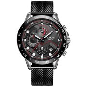 Lige Lige 2019 Popular Mens Mesh Strap Watch Multi-Functional Chronographe Waterproof Watch