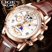 Lige New Exclusive for Cross-Border Three Eyes and Six Needles Watch Mens Quartz Watch Stylish and Versatile Waterproof Wrist Watch