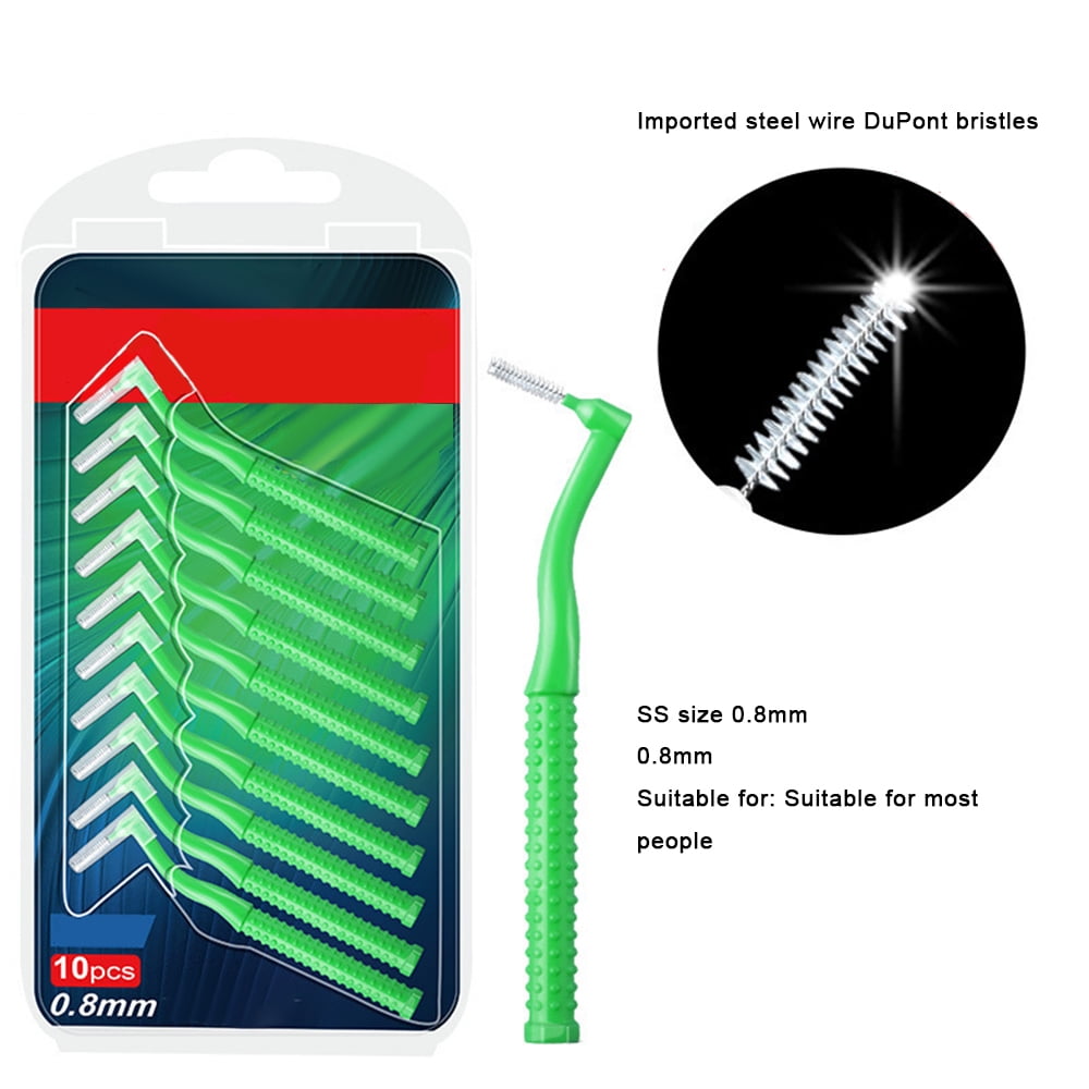 Ligghig 10pcs L Shape PushPull Interdental Brush Oral Care Teeth