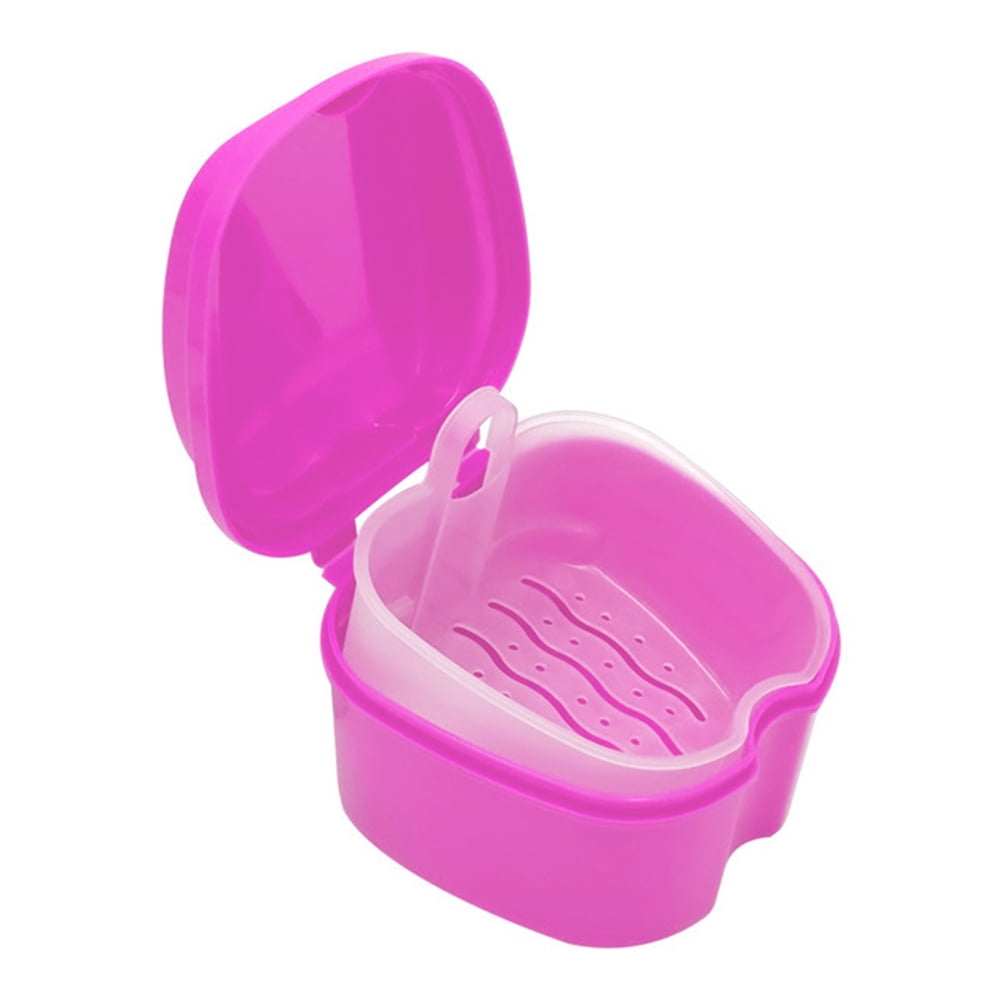 Ligghig Denture Case Denture Cup with Strainer Denture Bath Box False