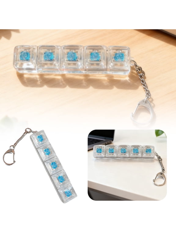 Light Up 5-Key Keyboard Fidget Toy Transparent Keycaps For Adults Teens Clicker Sensory Stress Relief ADHD Focus Decompression Keychain Desk Portable clickeez keyboard toy creamy keyboard fidget