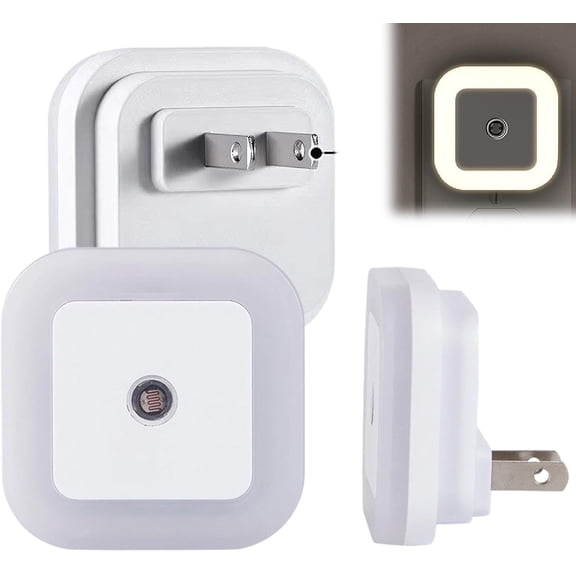 Light-Activated Sensor LED Night Light, Plug in Night Light Dusk to Dawn Sensor with Smart Sensor, Daylight White, Plug-in, 2/6/12 Pack (2 Pack,Warm Light)