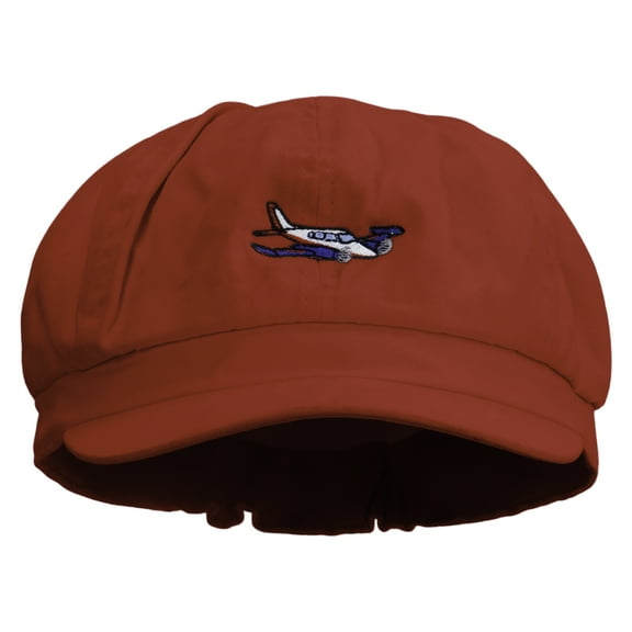 Light Airplane Embroidered Cotton Elastic Big Size Newsboy Cap - Red XL-2XL