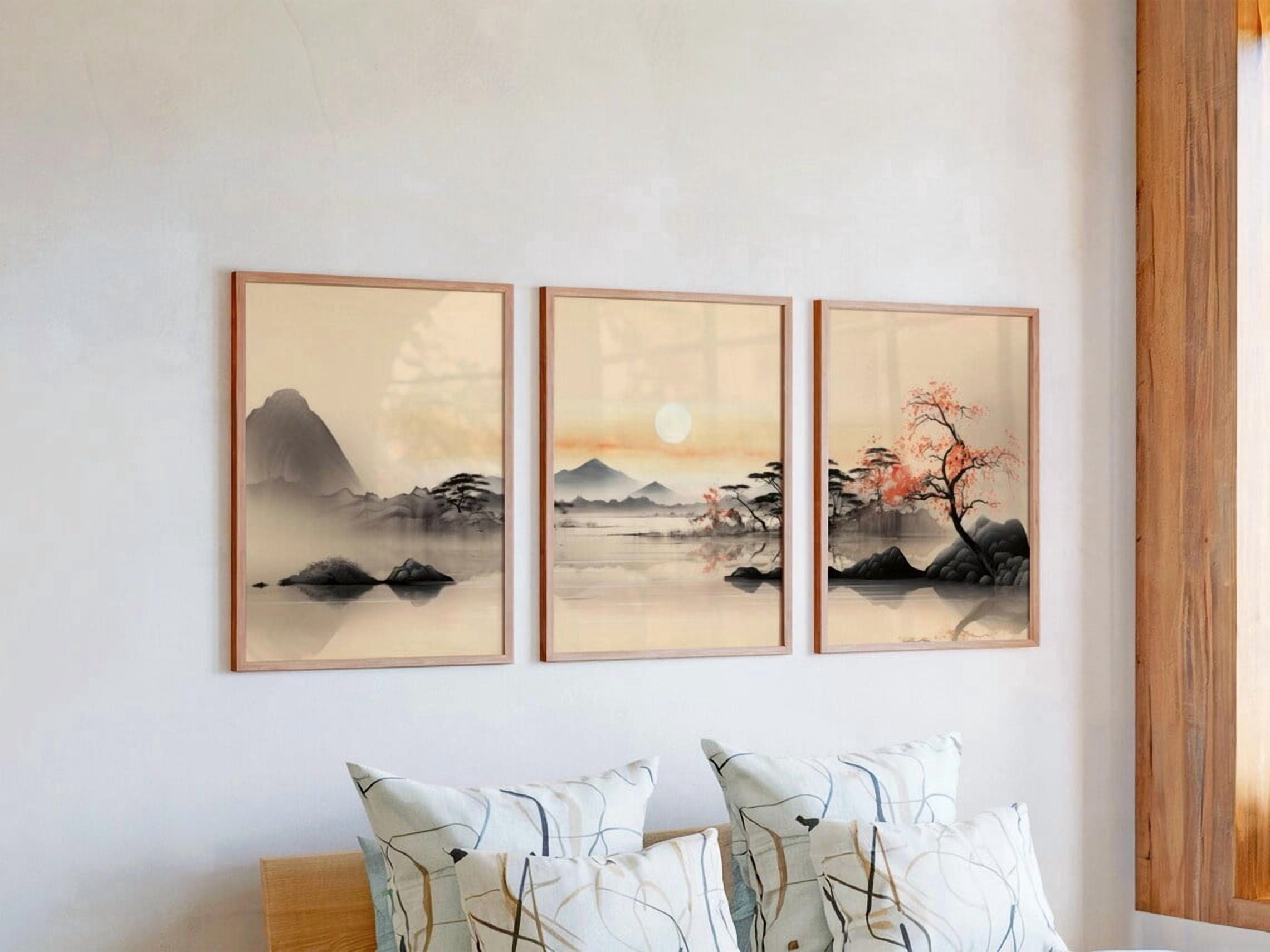 Light & Airy Wall Art Bright Japandi Landscape Triptych Minimalist ...