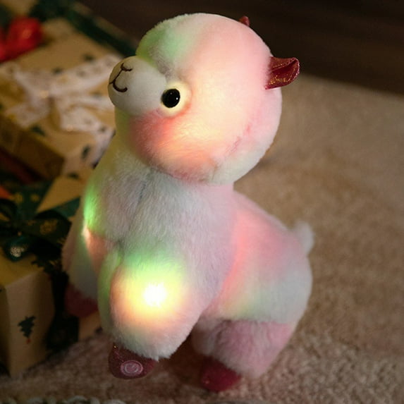 Light up Alpaca Stuffed Animals Toys,Soft Plush Toy with Colorful Night Lights,Bedtime Doll Gift for Little Boys and Girls over 2 Years Old(without Battery)
