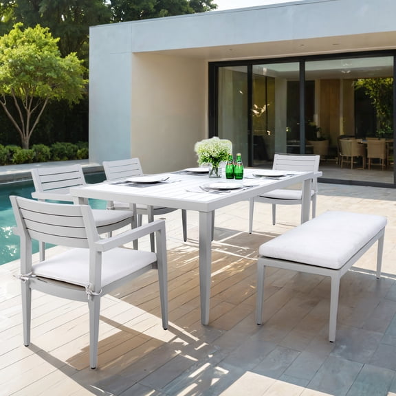 Light Aluminum Patio Furniture / Family Patio Time / Comfortable Ergonomic Bench