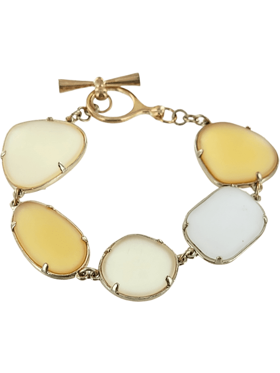 Light Amber & White Color Asymmetrical Link Toggle Bracelet 7 5/8"