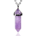 thumbnail image 1 of Light Amethyst Gemstone Hexagonal Pointed Reiki Chakra Pendant Necklace 20", 1 of 3