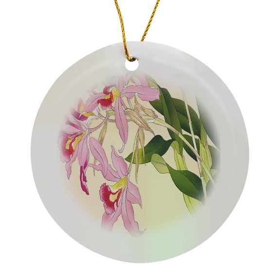 3drose, Light and Dark Pink Laelia Orchids, Circle Porcelain Ornament