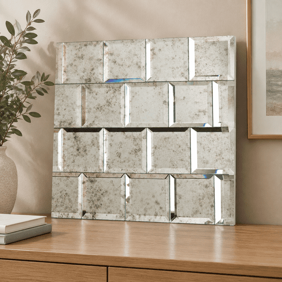 Light Antique 3x3 Inch Peel and Stick Square Mirror Wall Tiles
