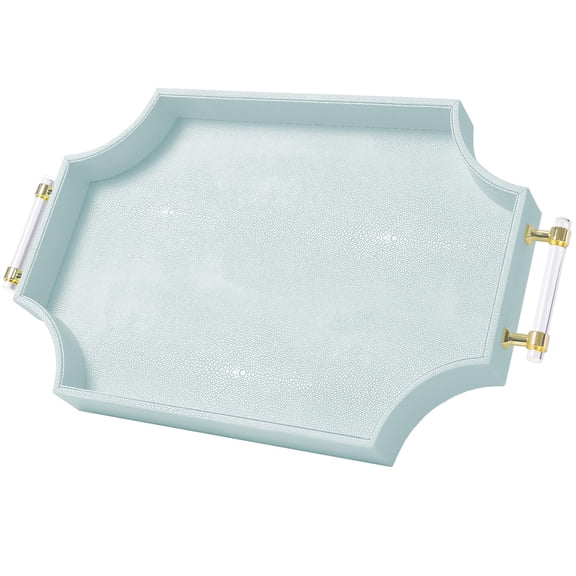 Light Aqua 22.6" x 13" x 2" Decorative Coffee Table Tray For Ottoman Home Serving