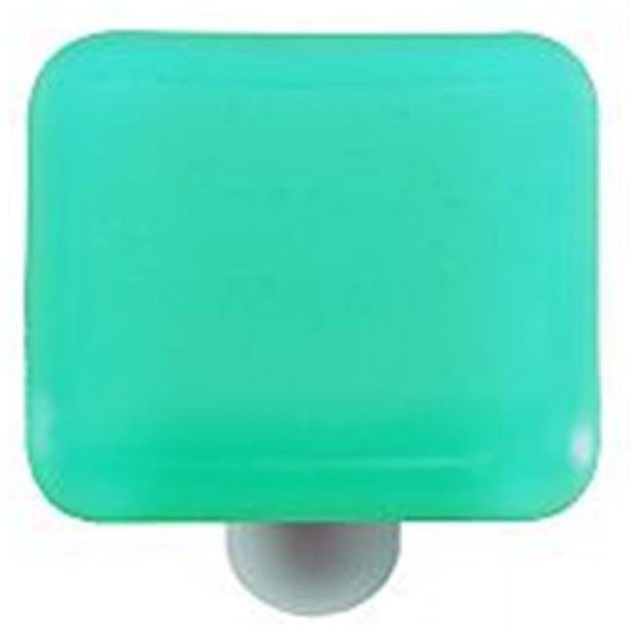 Light Aqua Blue Square Glass Knob Aluminum Post