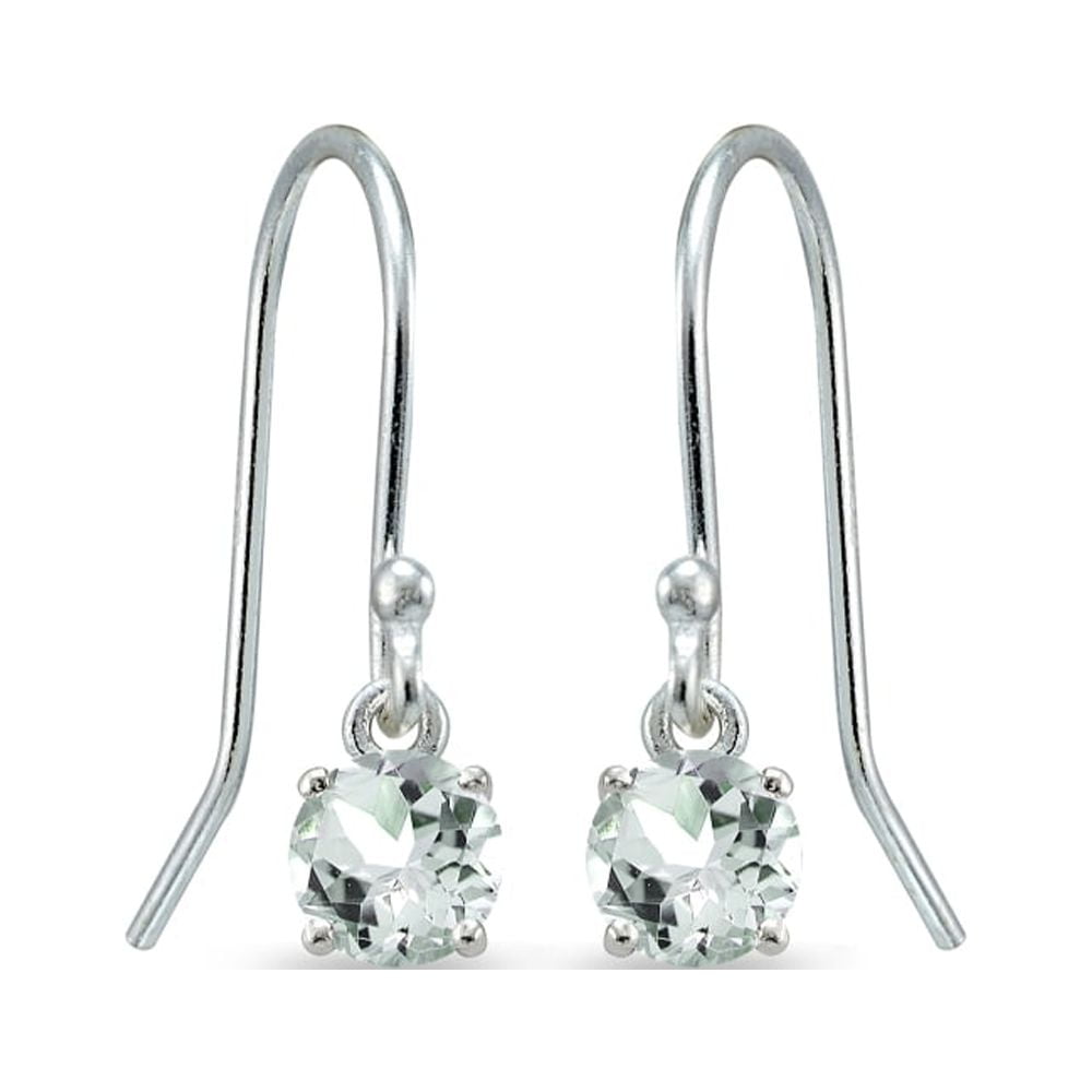 Light Aquamarine 5mm Round Small Solitaire Sterling Silver Dangle Earrings