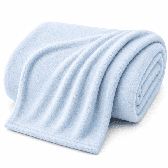 Continental Bedding Soft Lightweight Plush Microfleece Blanket for Couch, Sofa & Bed, Cozy Warm All-Season Throw, Light Blue, 50x70