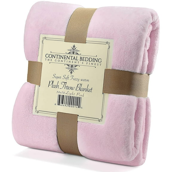 Light Baby Pink, 50x70 inch Velvety Soft Classic Solid Plush Fleece Throw Blanket