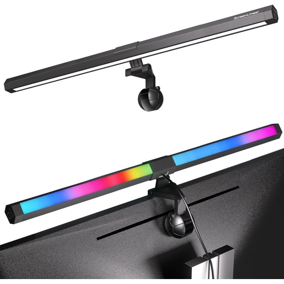 Light   Backlight, Eye-Care Dual Light Computer Light Bar Gaming Office Desk Lamp, 15 Modes Dimmable Backlight, 3 Color Temperature Adjustable Brightness, Ra95 Screen Light Bar