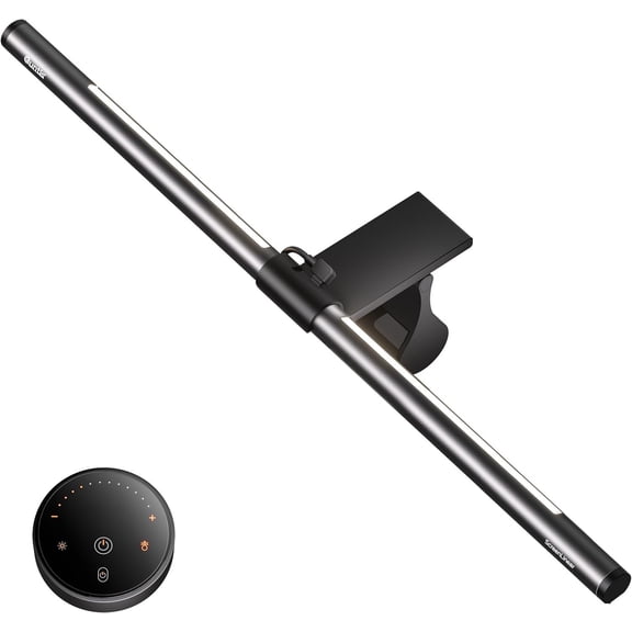 Light Bar with Remote, 20.1'' Dual Light Screen Light Bar, Sliding Weighted Clip Fit for  Screens, Adjustable Stepless Dimming, Eye Caring No Glare Gaming Work Desk Lamp, Gray