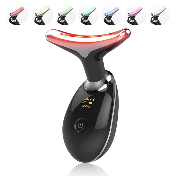 Light Based Face-Neck-Massager - 7 Color Portable Facial Massager for Skin Care, Rose Gold