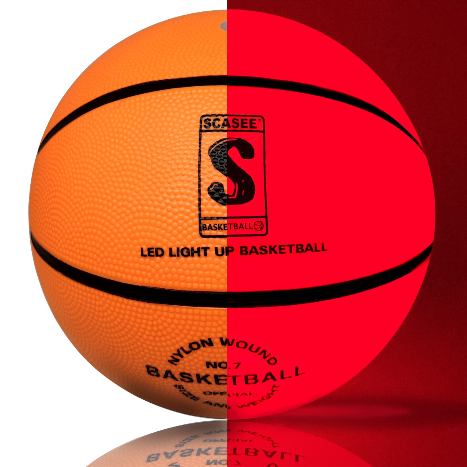 Light Up Basketball Night Light - Official Size 7 - Waterproof Glow Basketball with Two High Bright LEDs Perfect Glow in The Dark,Official Size& Weight with Pump for Man Teen Boy for Gift Toys