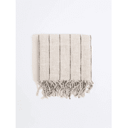 Light Beach Towel, Lightweight Striped Picnic Throw, Beige Bronze Cotton Linen Turkish Towel